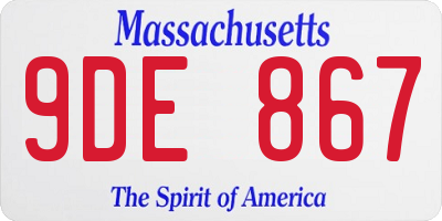 MA license plate 9DE867