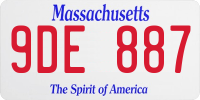 MA license plate 9DE887