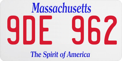 MA license plate 9DE962