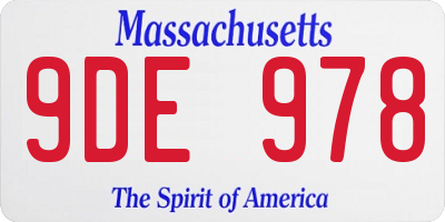 MA license plate 9DE978