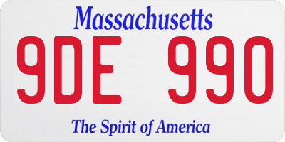 MA license plate 9DE990