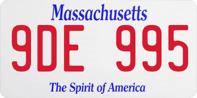 MA license plate 9DE995