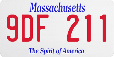MA license plate 9DF211
