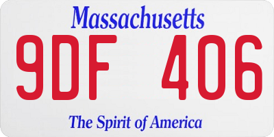 MA license plate 9DF406