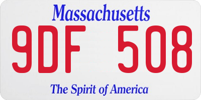 MA license plate 9DF508