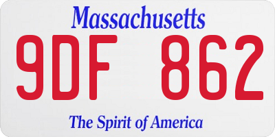 MA license plate 9DF862