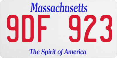 MA license plate 9DF923