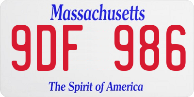 MA license plate 9DF986