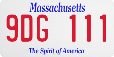 MA license plate 9DG111