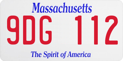 MA license plate 9DG112