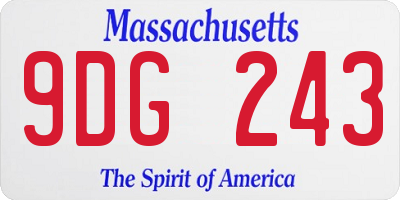 MA license plate 9DG243