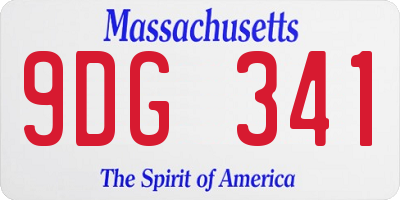 MA license plate 9DG341