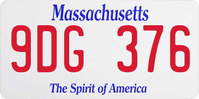 MA license plate 9DG376