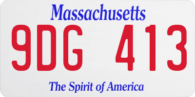 MA license plate 9DG413