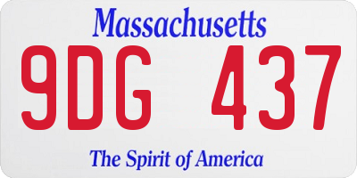MA license plate 9DG437