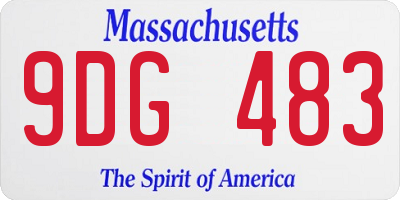 MA license plate 9DG483