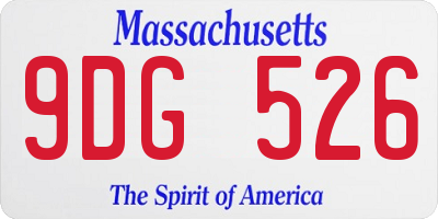 MA license plate 9DG526