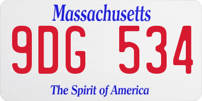 MA license plate 9DG534