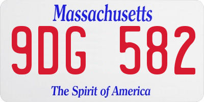 MA license plate 9DG582