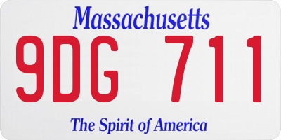 MA license plate 9DG711