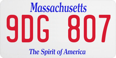 MA license plate 9DG807