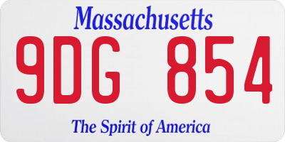 MA license plate 9DG854