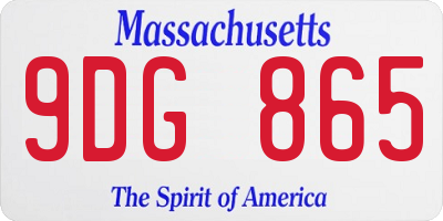 MA license plate 9DG865
