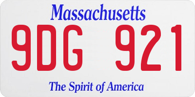 MA license plate 9DG921