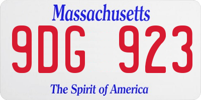 MA license plate 9DG923