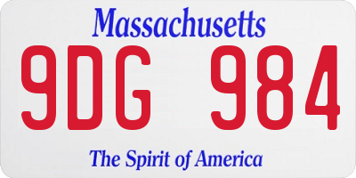 MA license plate 9DG984