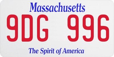 MA license plate 9DG996