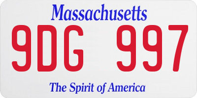 MA license plate 9DG997