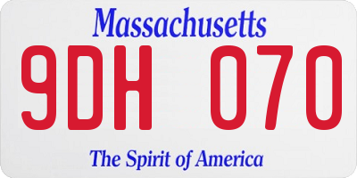 MA license plate 9DH070