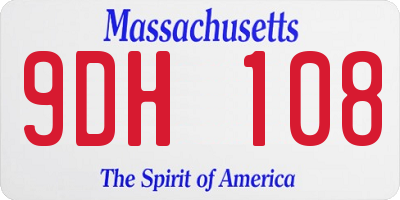 MA license plate 9DH108