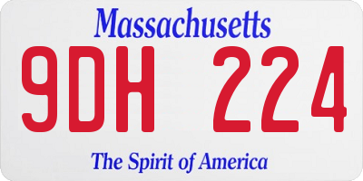 MA license plate 9DH224