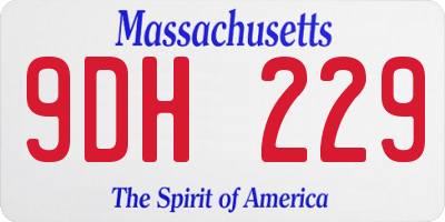 MA license plate 9DH229