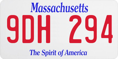 MA license plate 9DH294