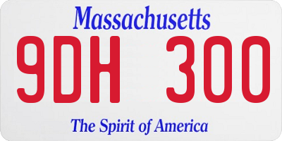 MA license plate 9DH300