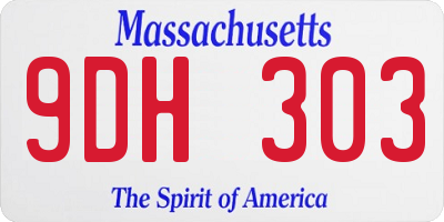 MA license plate 9DH303