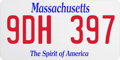 MA license plate 9DH397