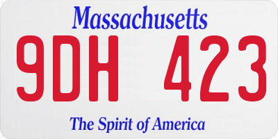 MA license plate 9DH423