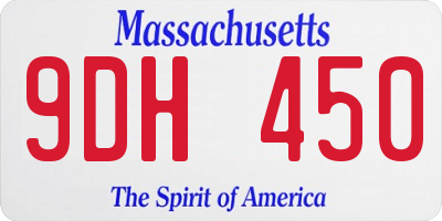 MA license plate 9DH450