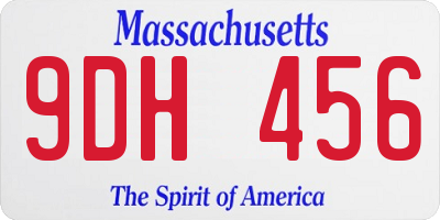 MA license plate 9DH456