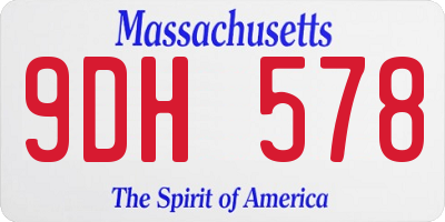 MA license plate 9DH578
