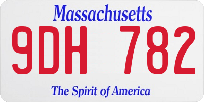 MA license plate 9DH782