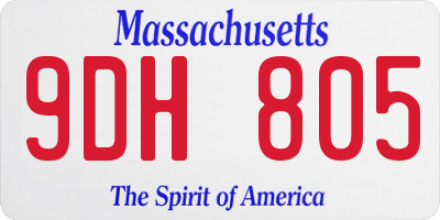 MA license plate 9DH805
