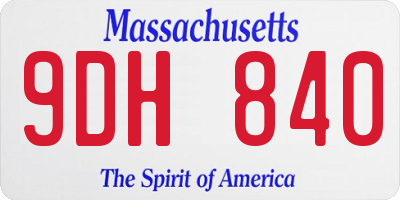 MA license plate 9DH840