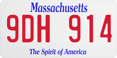 MA license plate 9DH914
