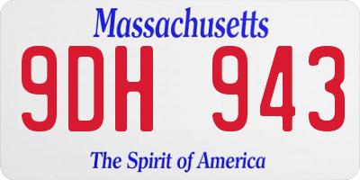 MA license plate 9DH943