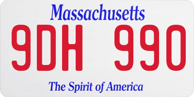 MA license plate 9DH990